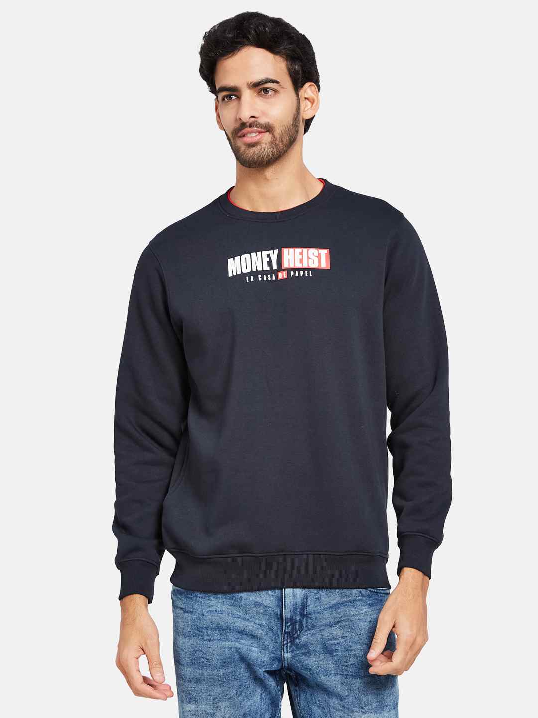Octave Men Navy Blue Printed Sweatshirt
