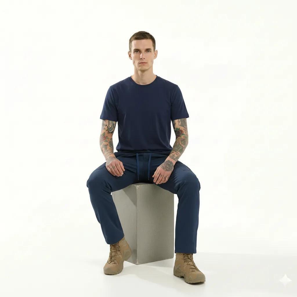 Men Navy Solid Regular Fit Track Pants