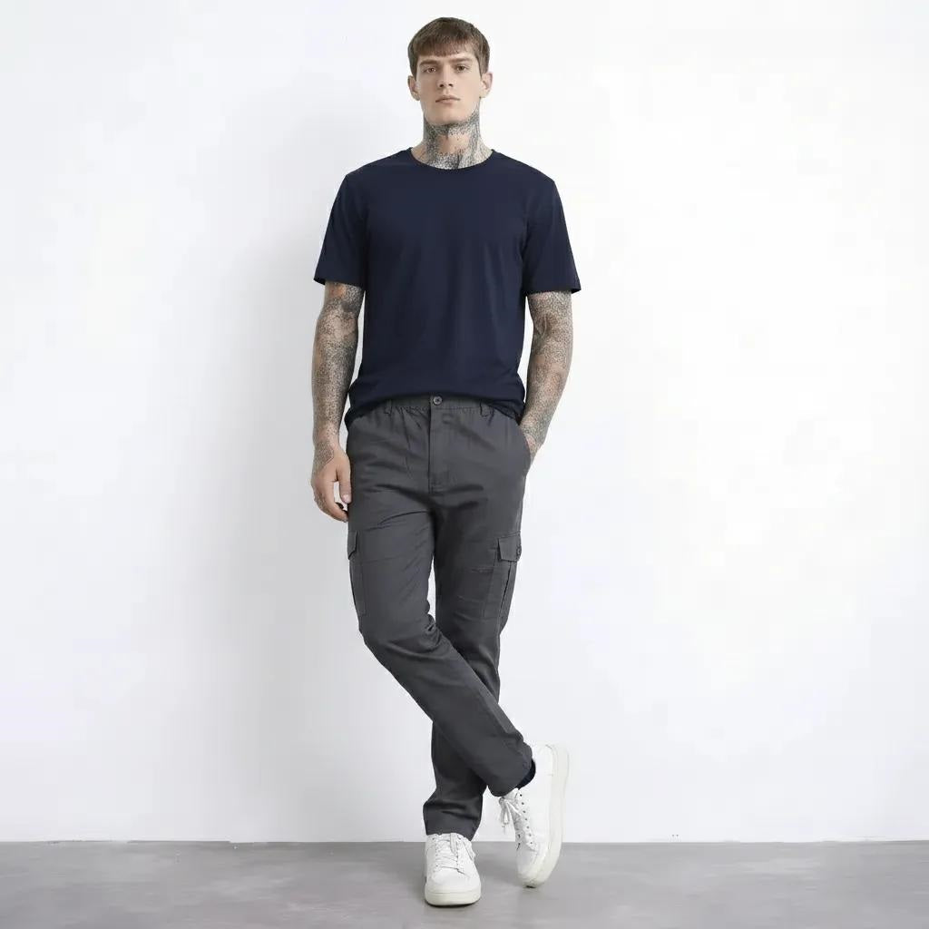Men Coal Regular Fit Cargos