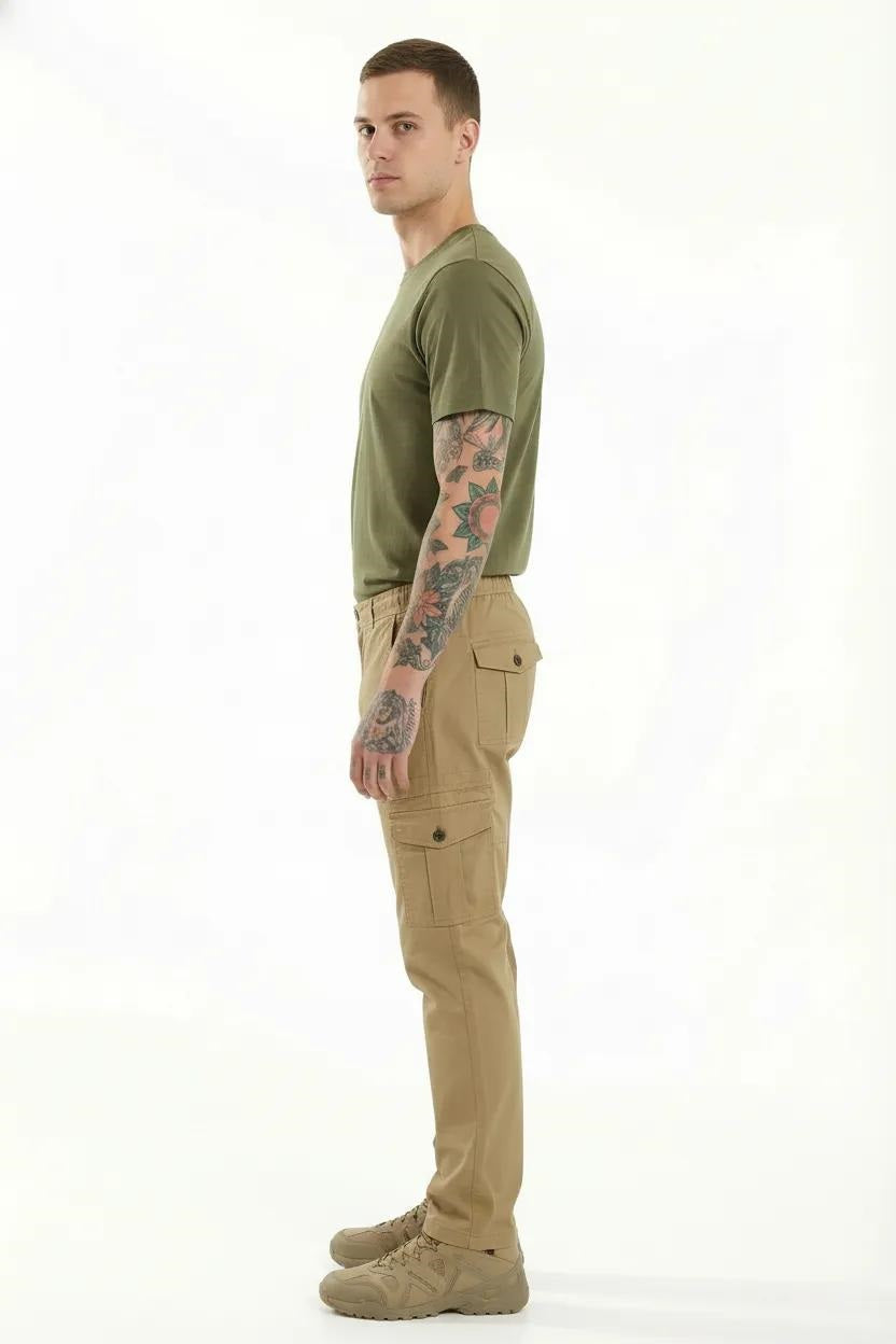 Men Khaki Solid Regular Fit Track Pants