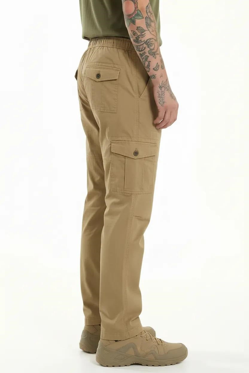 Men Khaki Solid Regular Fit Track Pants