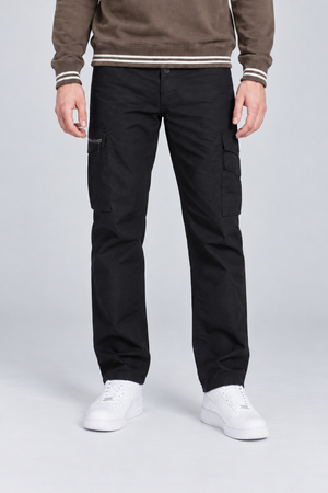 Men’s Regular Fit Woven Cargo Lower – Black