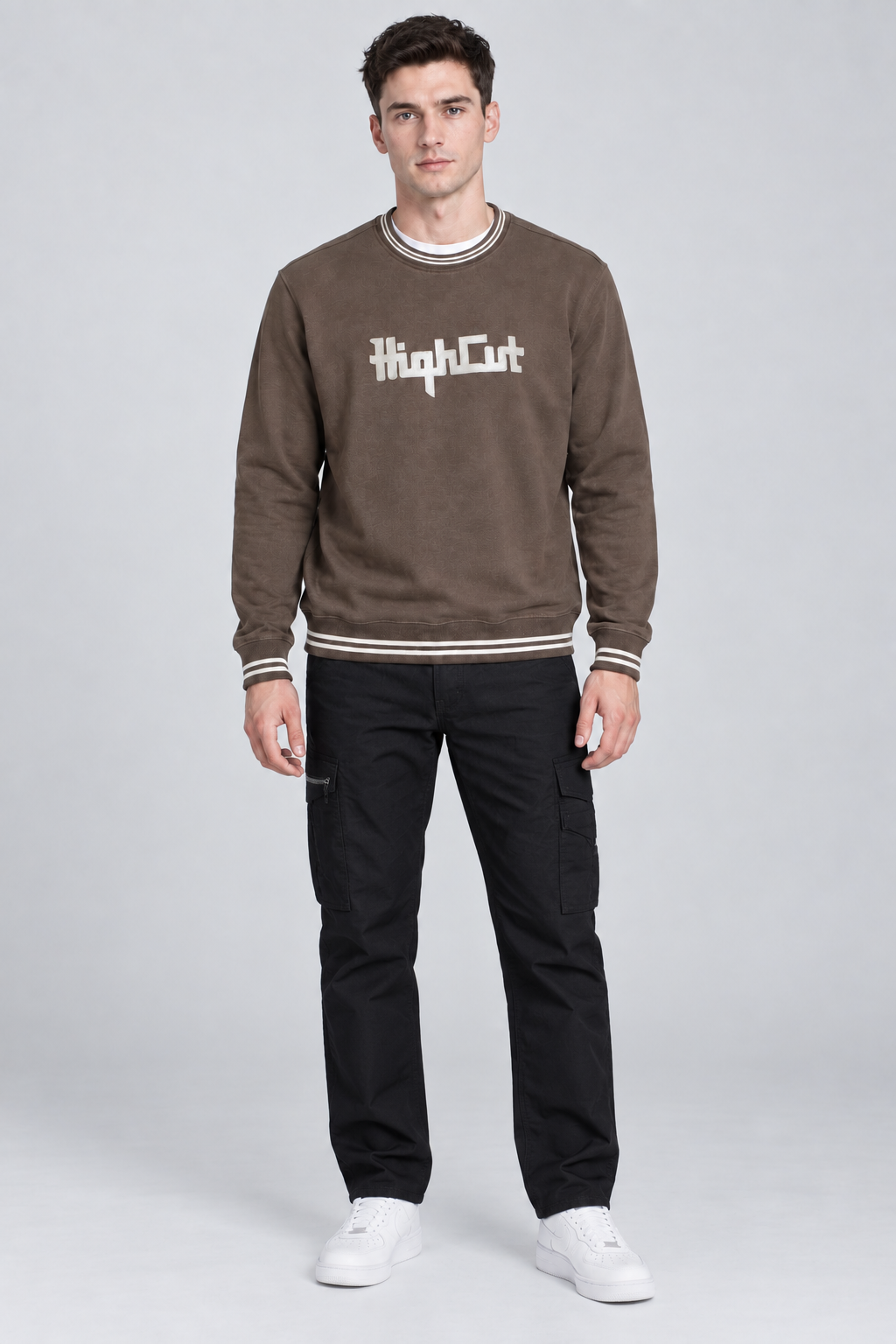 Men’s Regular Fit Woven Cargo Lower – Black