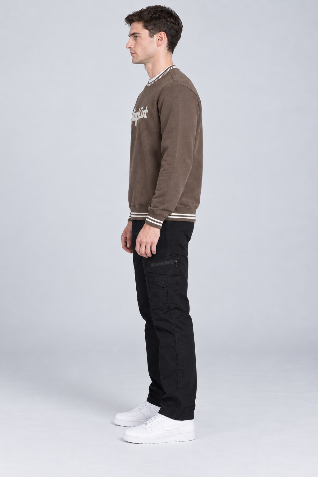 Men’s Regular Fit Woven Cargo Lower – Black