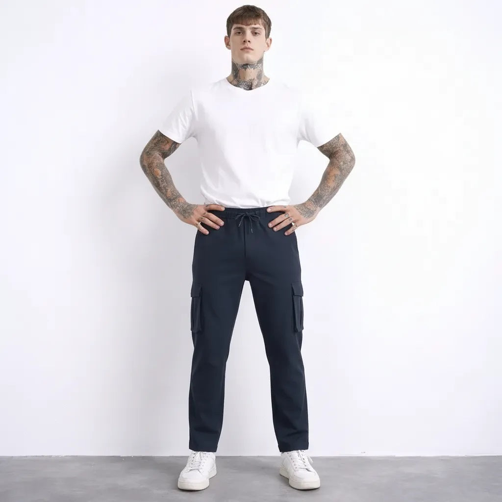 Men Navy Solid Regular Fit Track Pants
