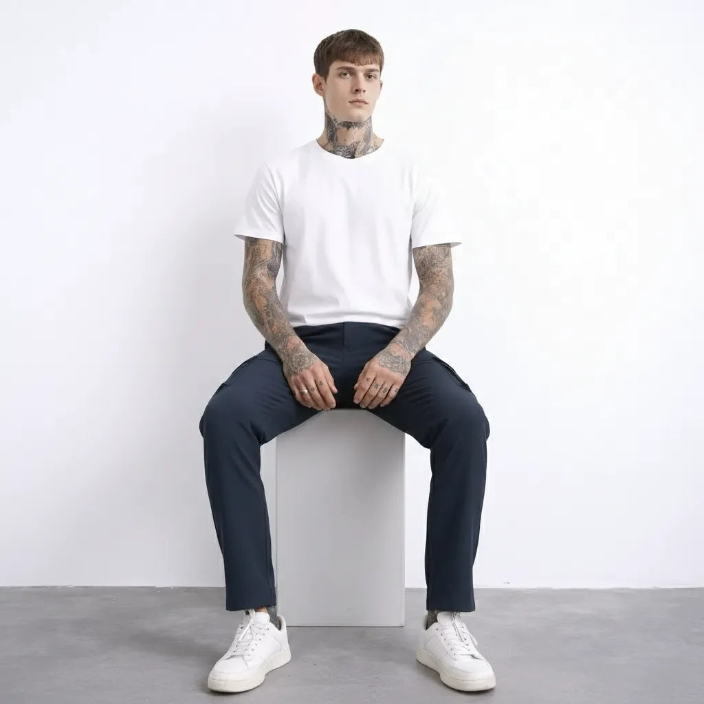Men Navy Solid Regular Fit Track Pants