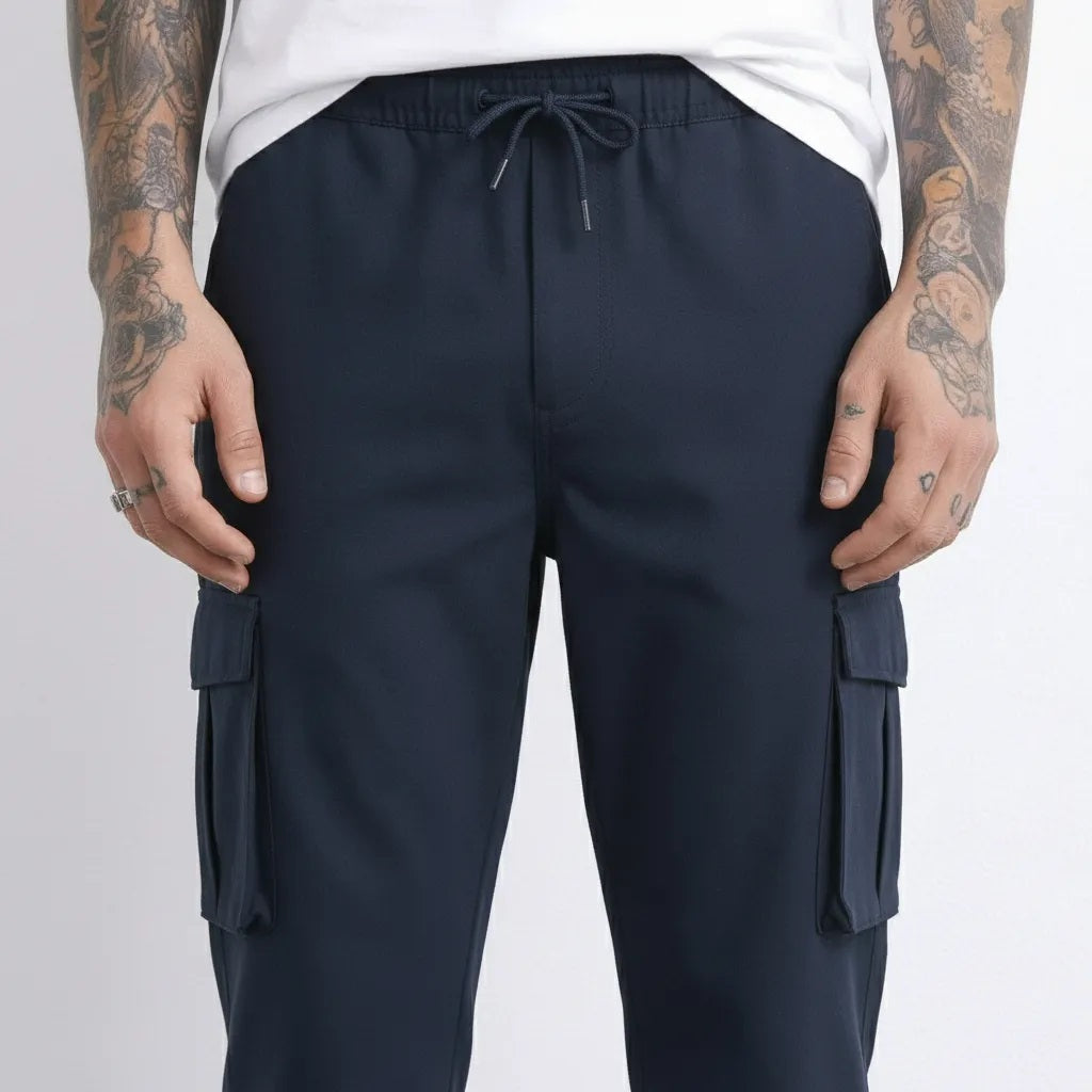 Men Navy Solid Regular Fit Track Pants