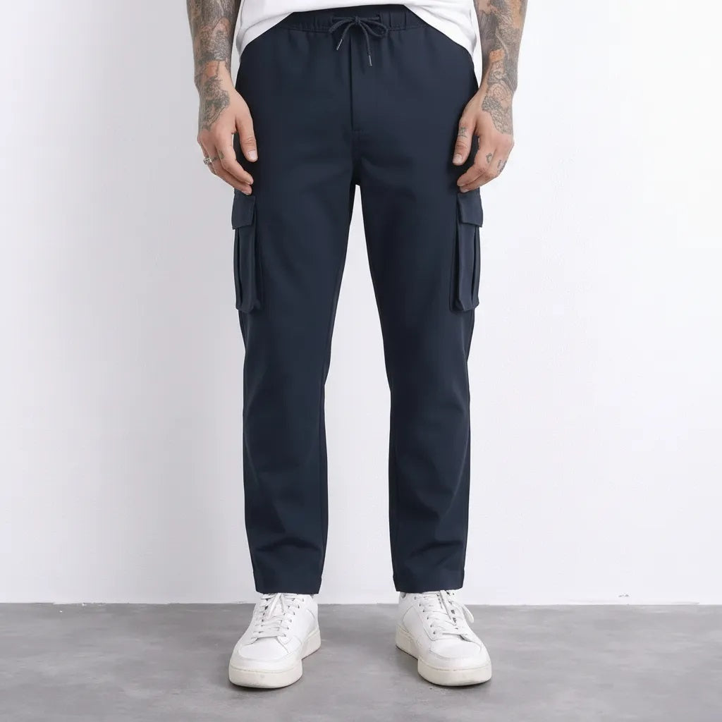 Men Navy Solid Regular Fit Track Pants
