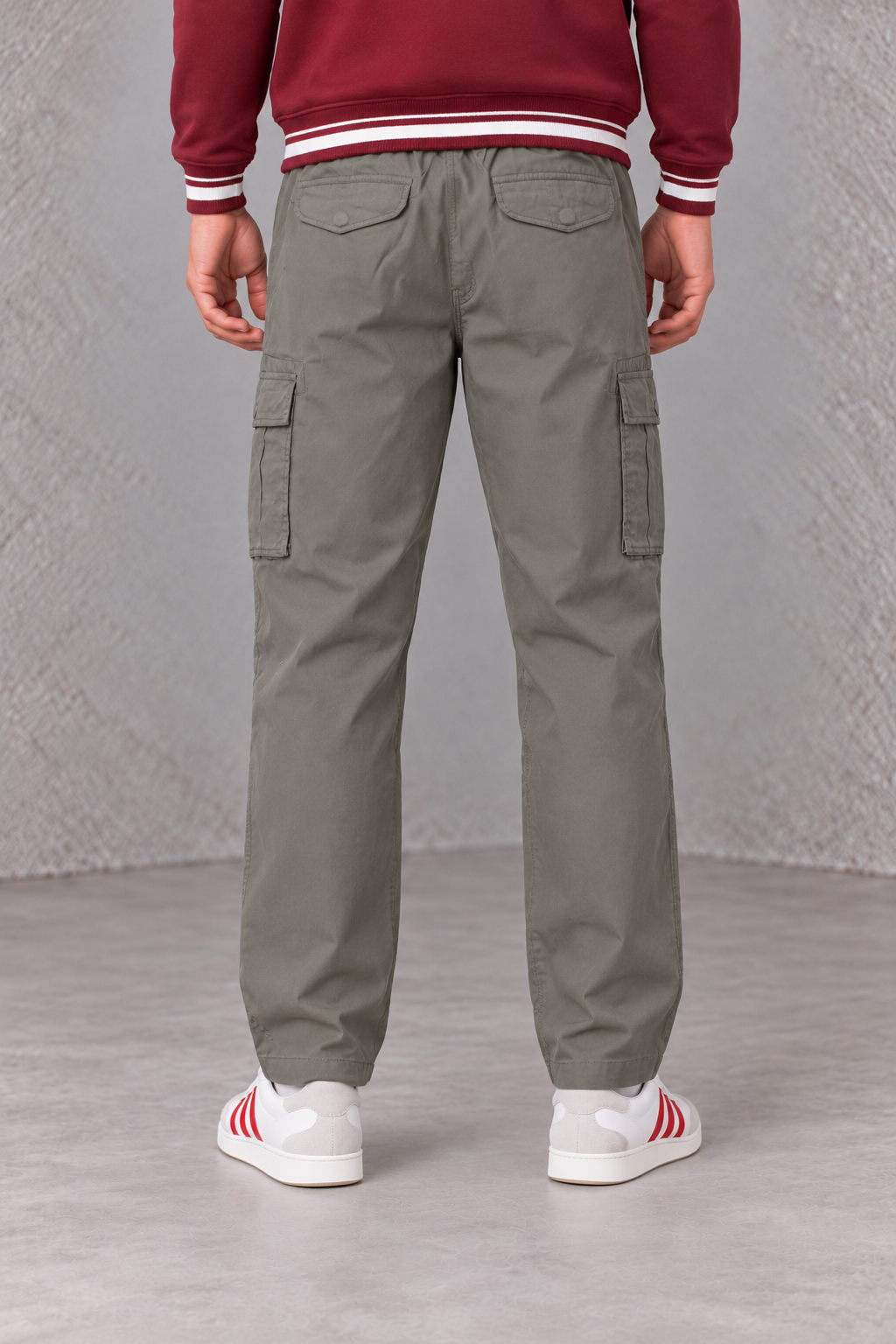 Men's Cotton Stretch Twill Light Olive Cargo Lower with Elasticated Waistband
