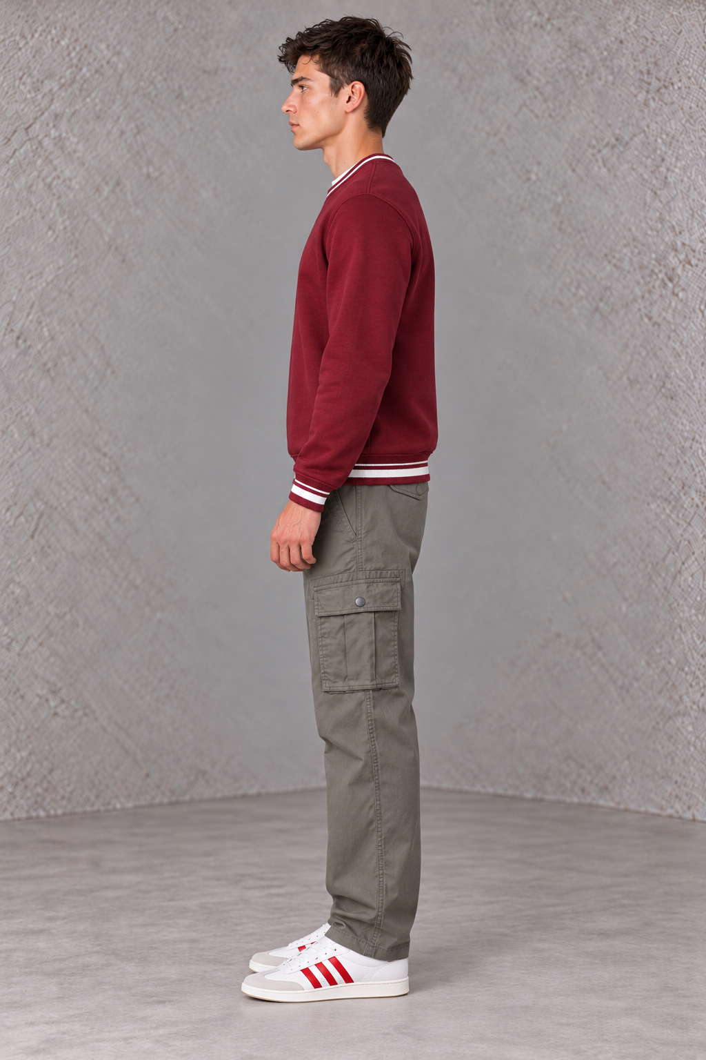 Men's Cotton Stretch Twill Light Olive Cargo Lower with Elasticated Waistband