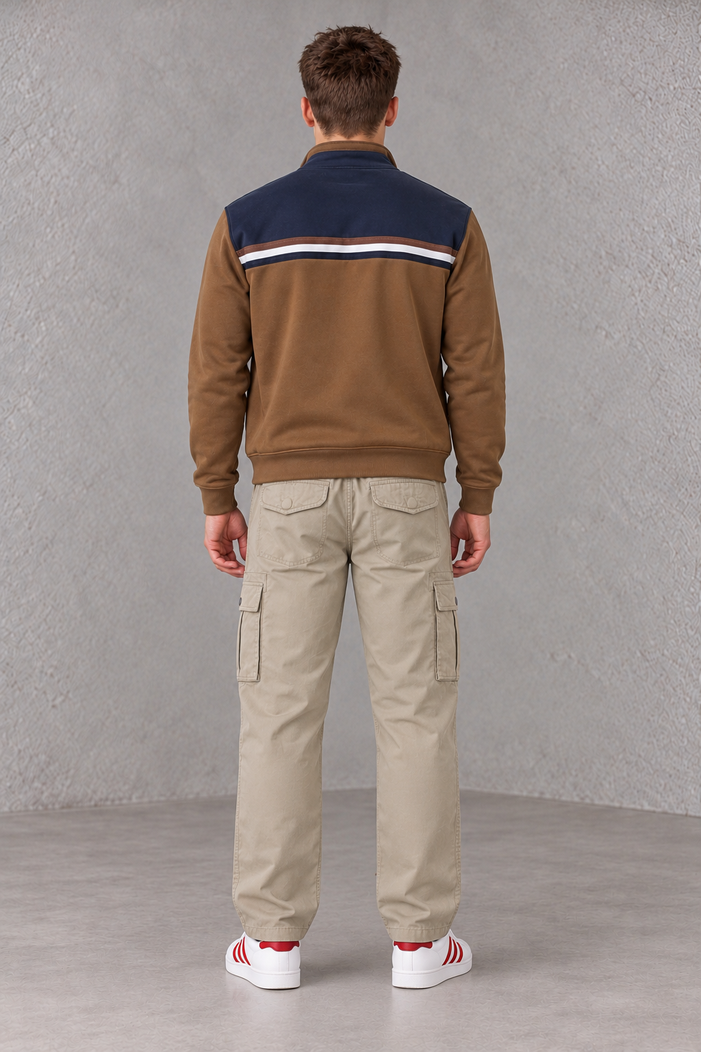 Men's Cotton Stretch Twill Light Sand Cargo Lower with Elasticated Waistband