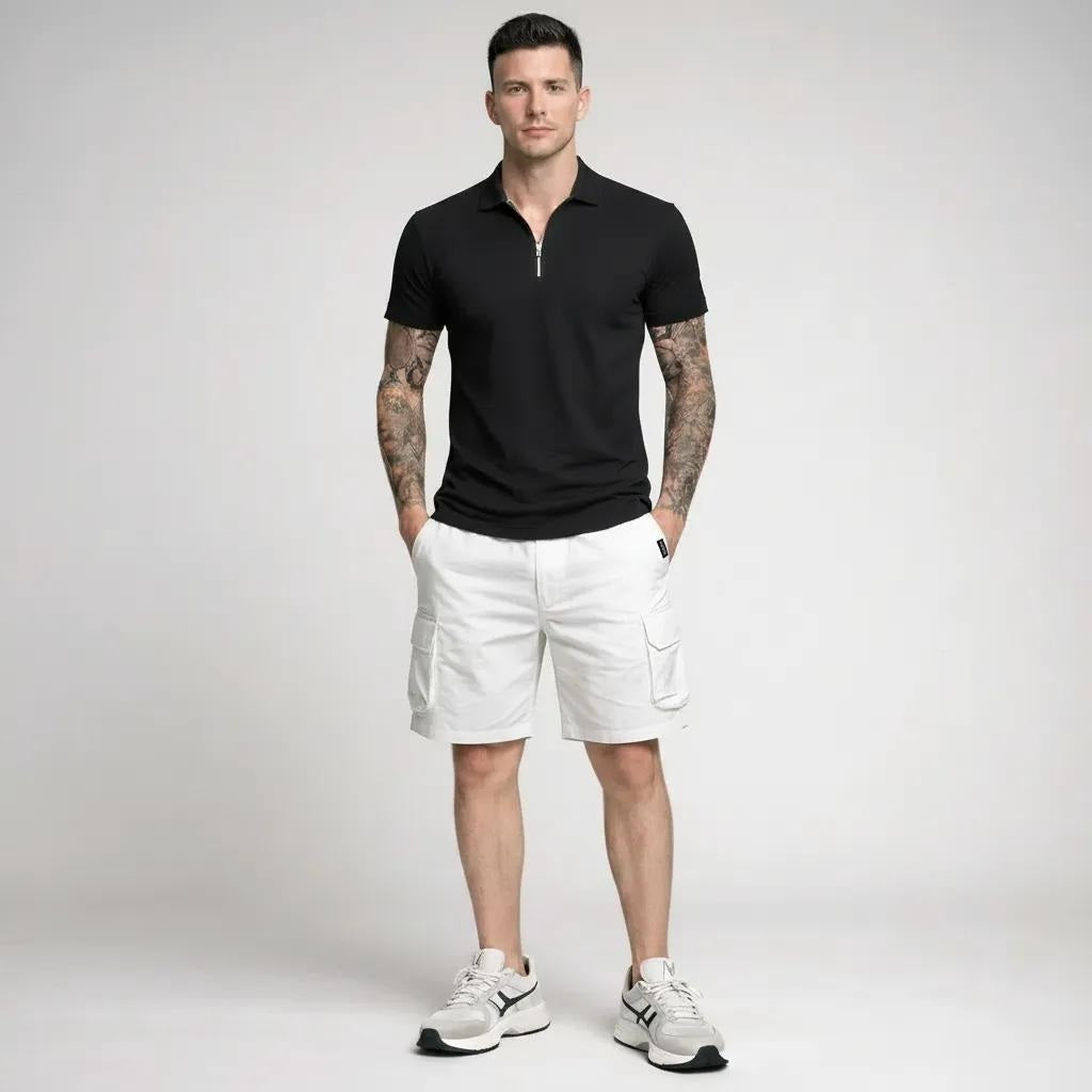 Men White Cargo Shorts