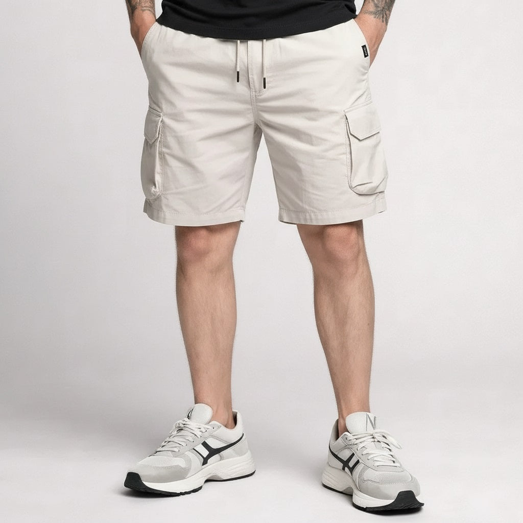Men White Cargo Shorts