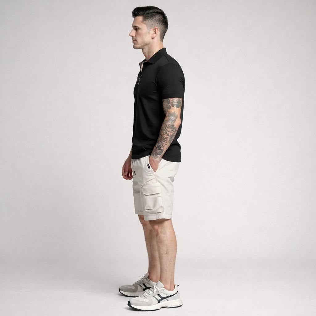 Men White Cargo Shorts