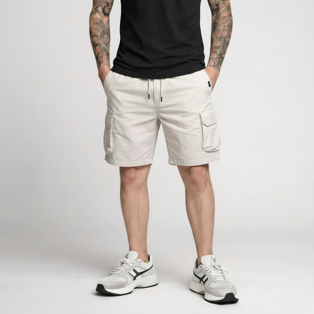 Men White Cargo Shorts