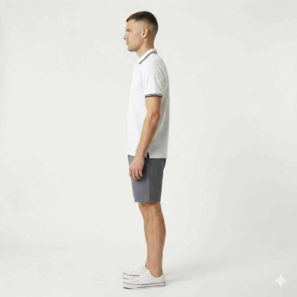 Men Navy Cotton Mid-Rise Shorts