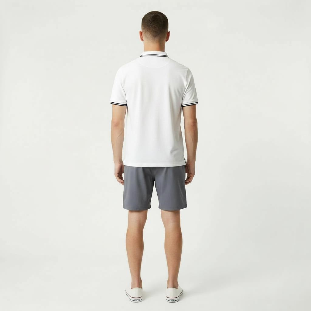 Men Navy Cotton Mid-Rise Shorts