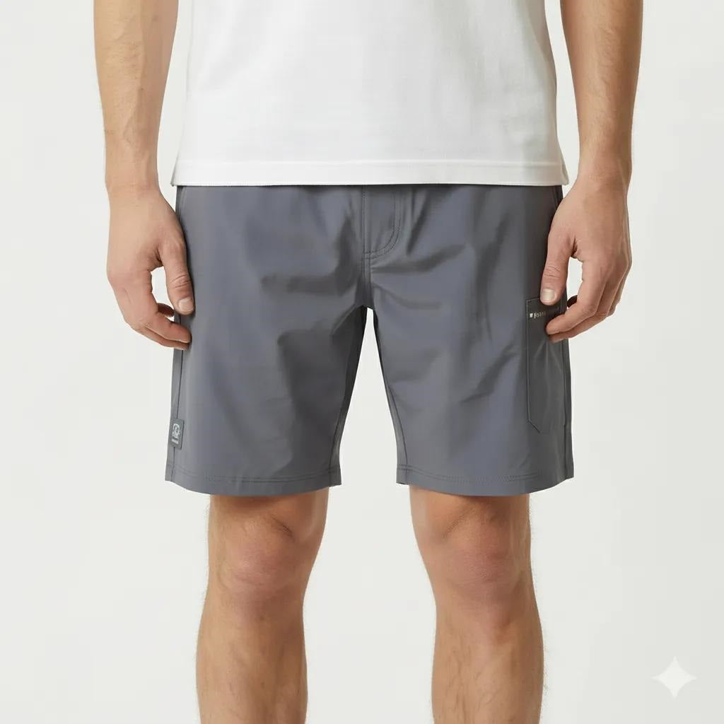 Men Navy Cotton Mid-Rise Shorts