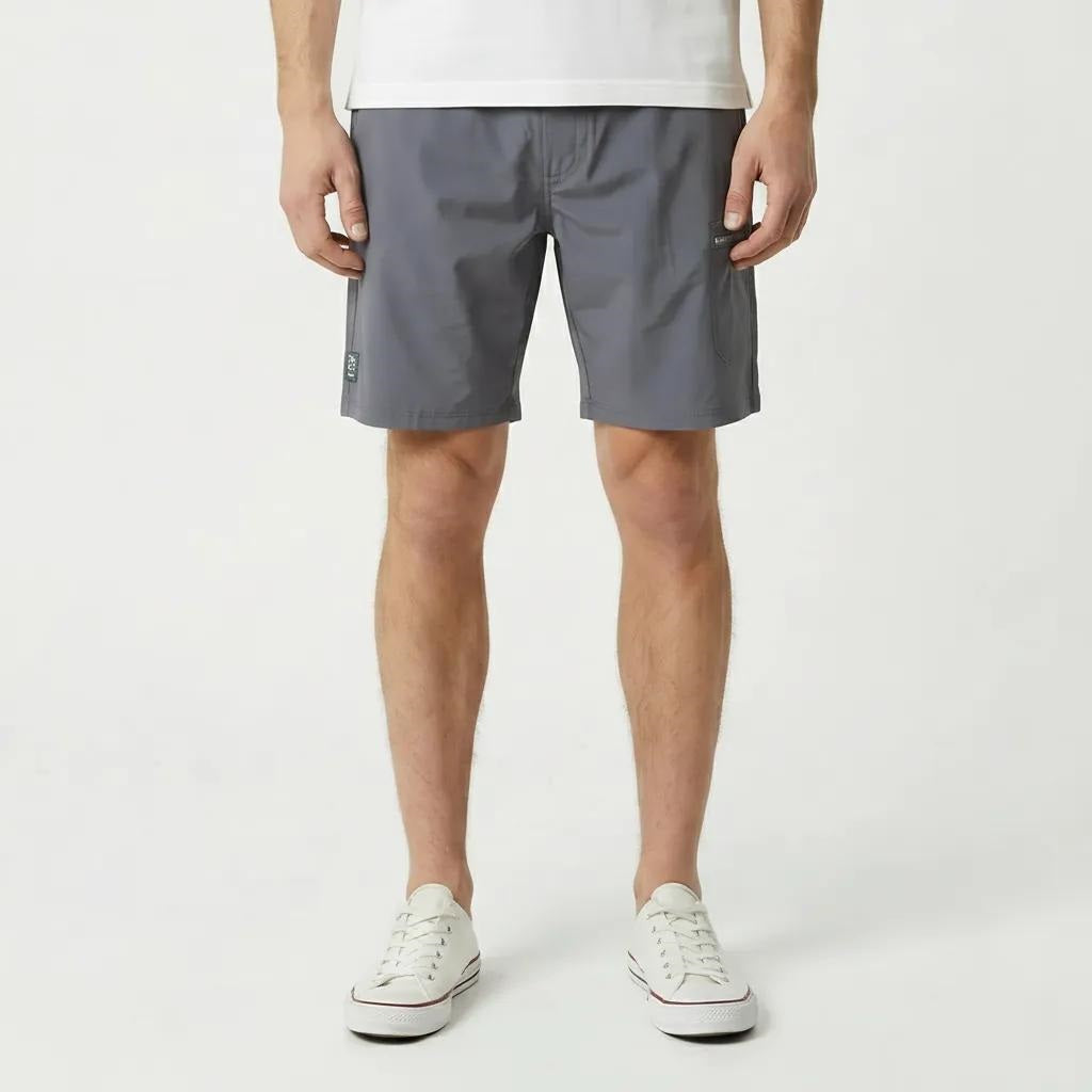 Men Navy Cotton Mid-Rise Shorts