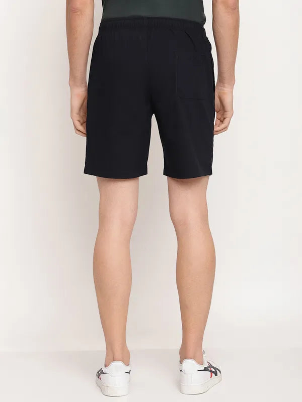 Octave Men Navy Blue Solid Regular Cotton Sports Shorts