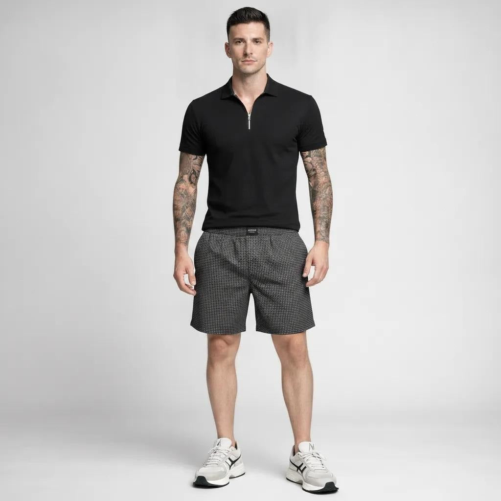 Men Black Striped Technology Shorts