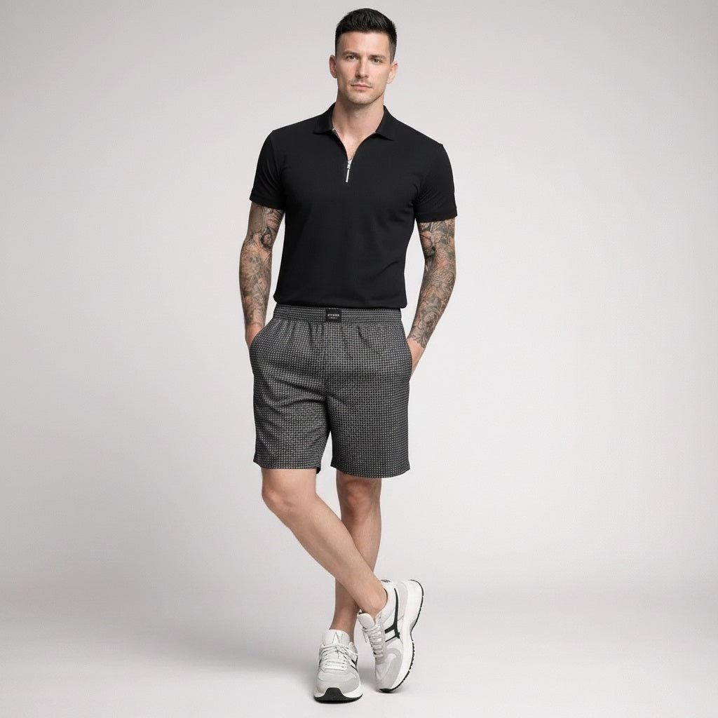Men Black Striped Technology Shorts