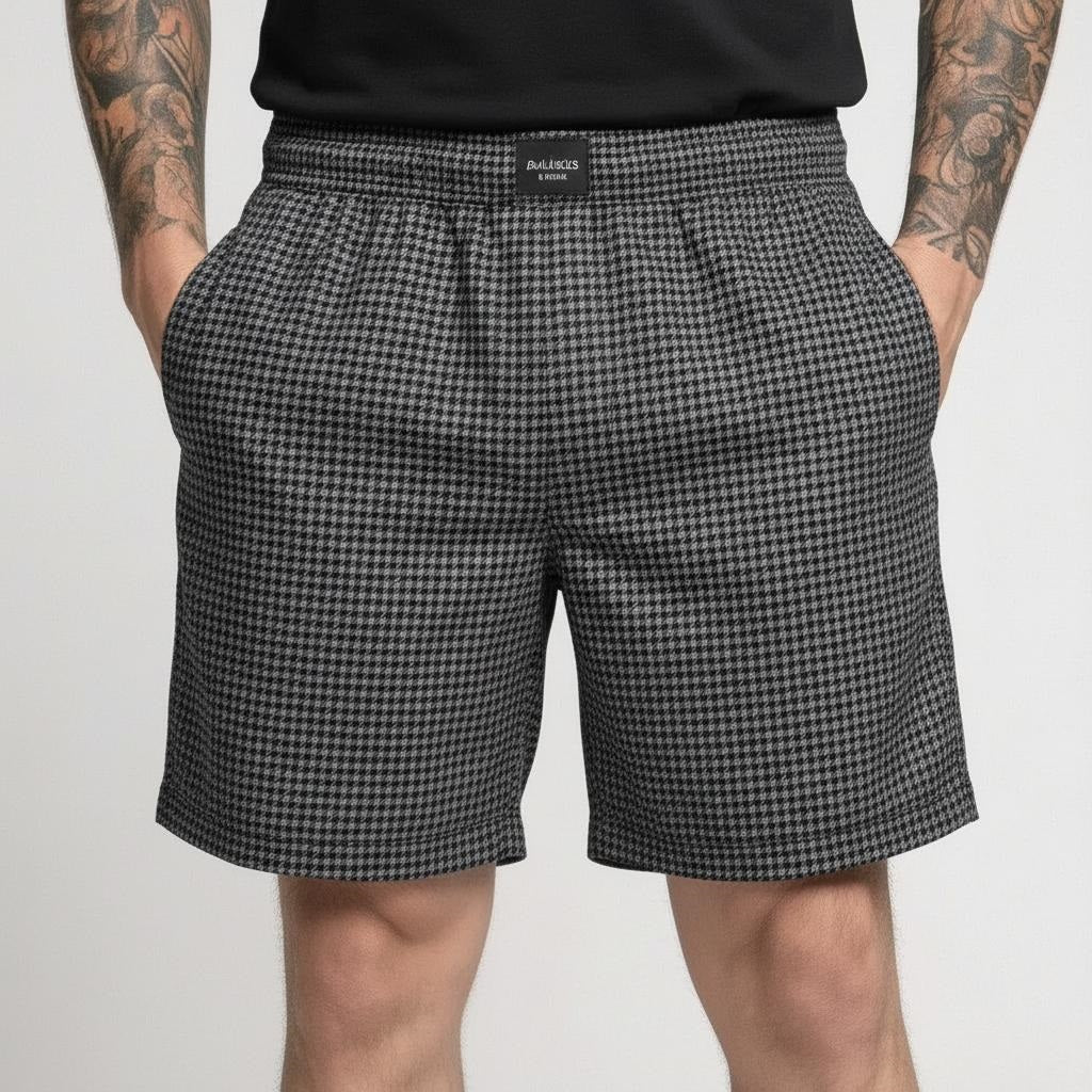 Men Black Striped Technology Shorts