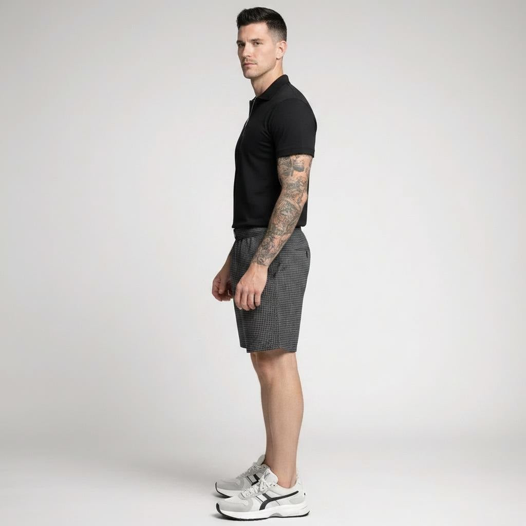 Men Black Striped Technology Shorts