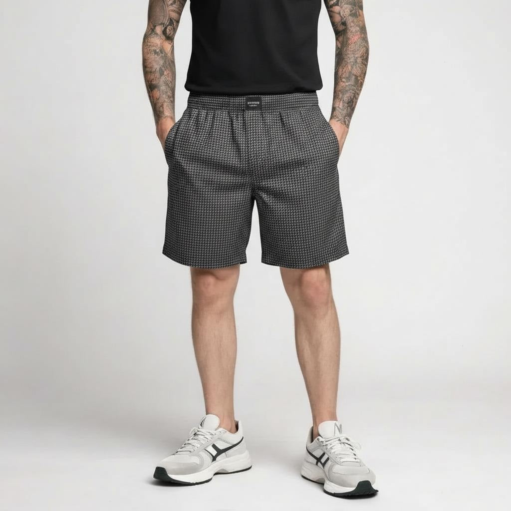 Men Black Striped Technology Shorts