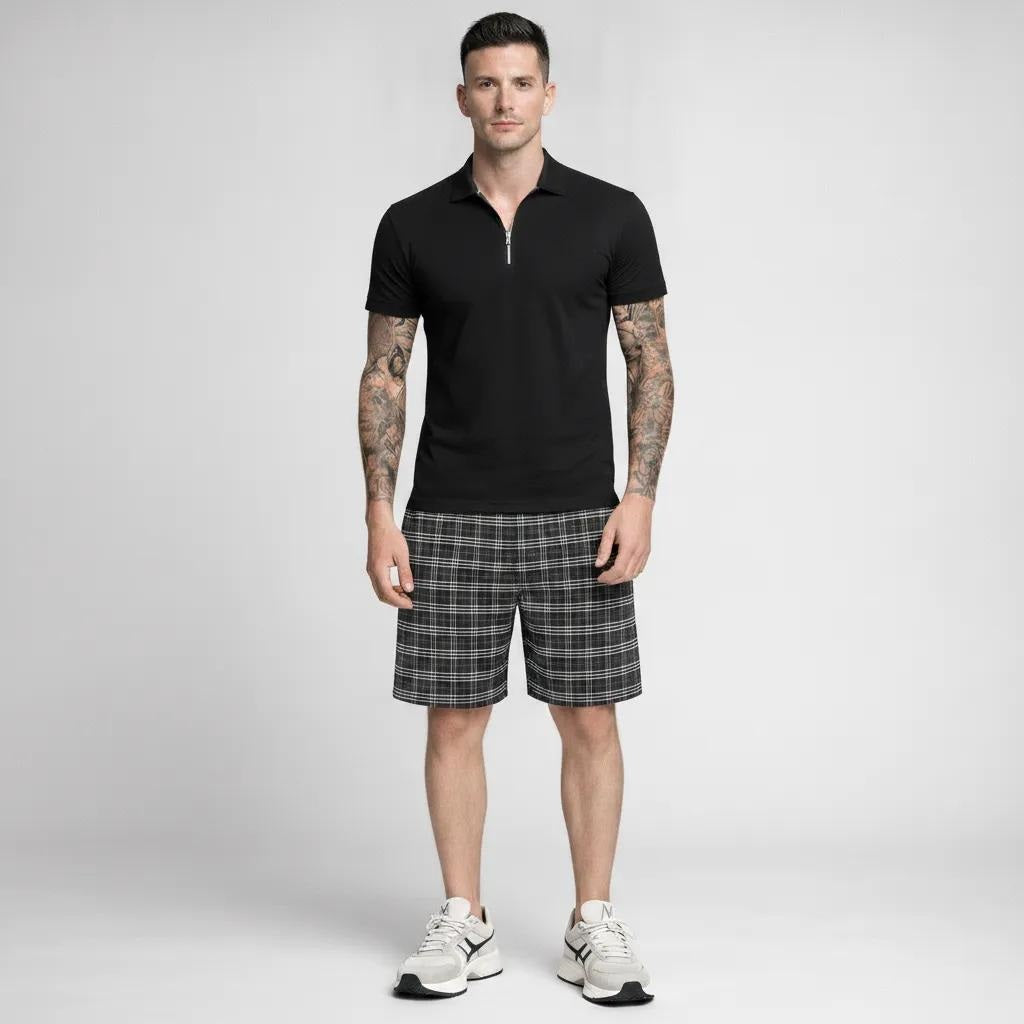 Men Dark Grey Striped Technology Shorts
