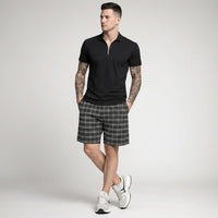 Men Dark Grey Striped Technology Shorts