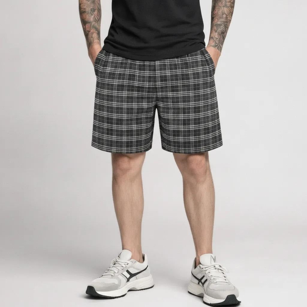 Men Dark Grey Striped Technology Shorts