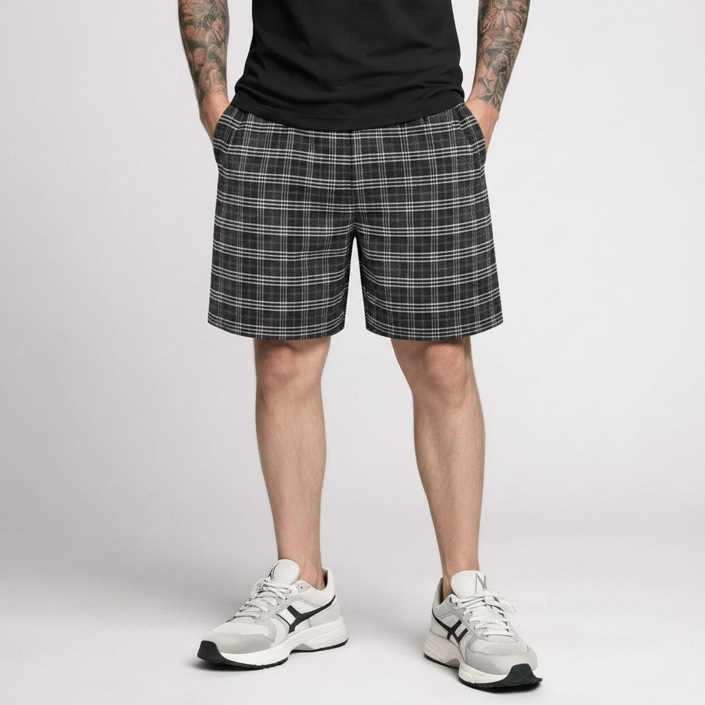 Men Dark Grey Striped Technology Shorts