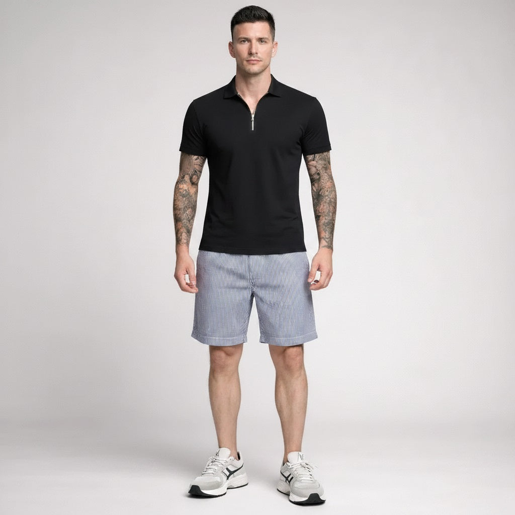 Men Navy Striped Technology Shorts