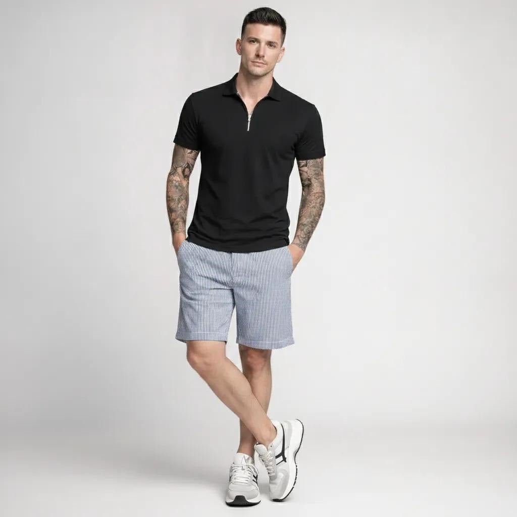 Men Navy Striped Technology Shorts