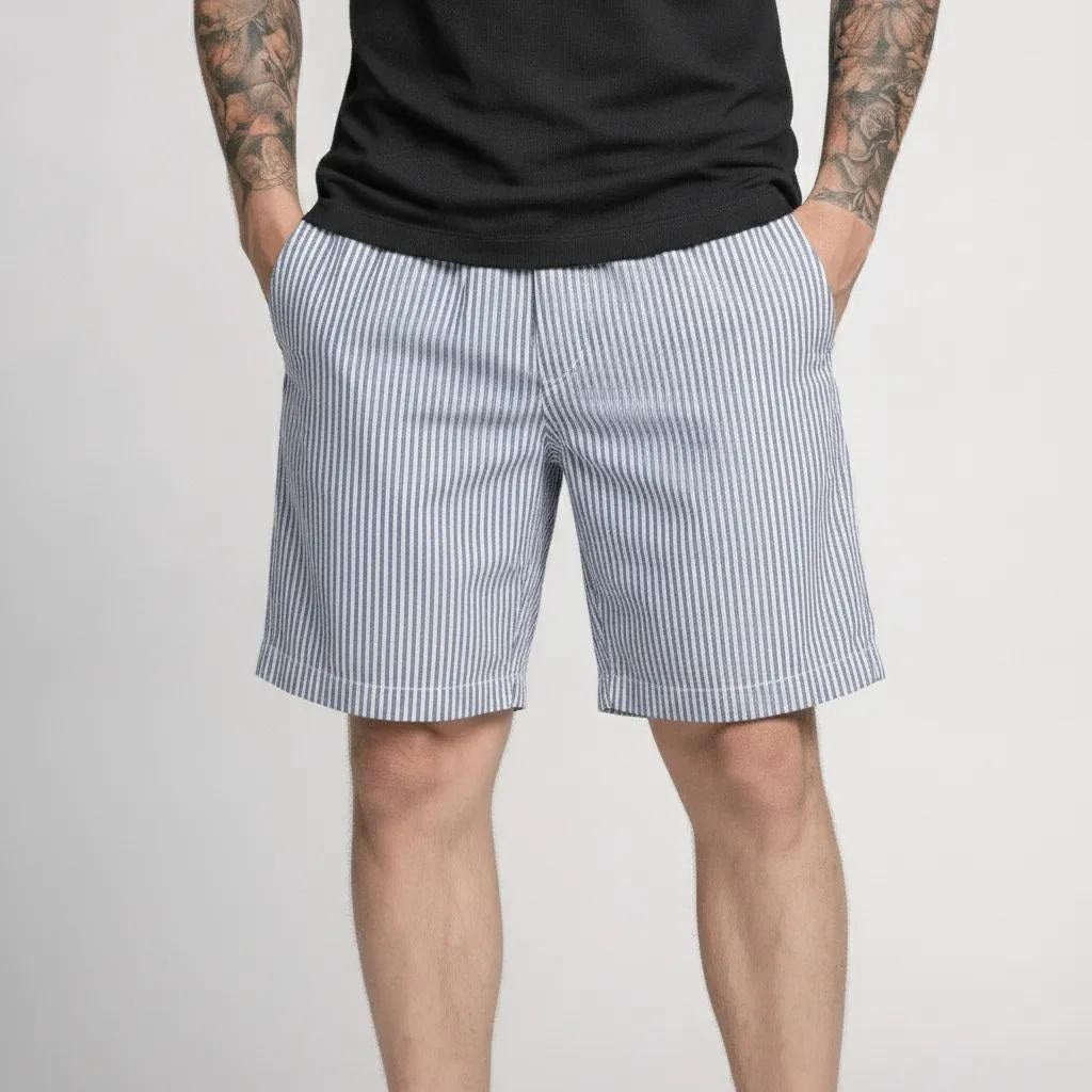 Men Navy Striped Technology Shorts