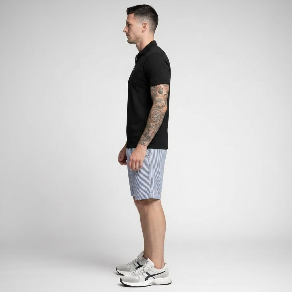 Men Navy Striped Technology Shorts