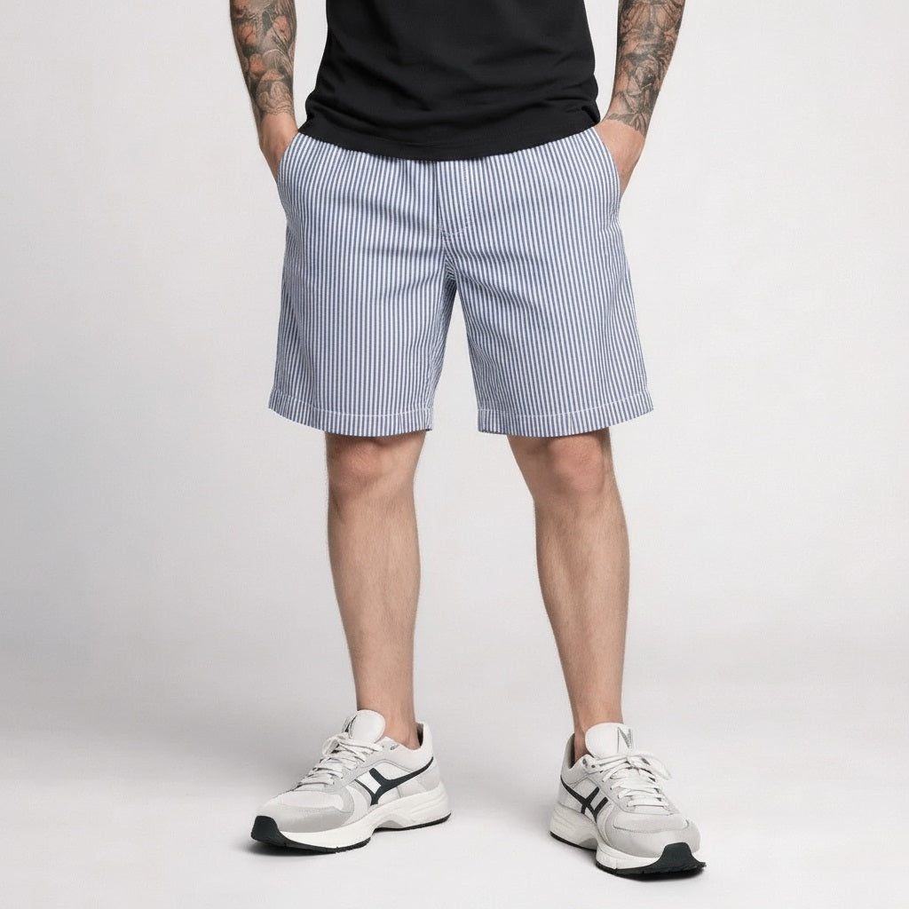 Men Navy Striped Technology Shorts