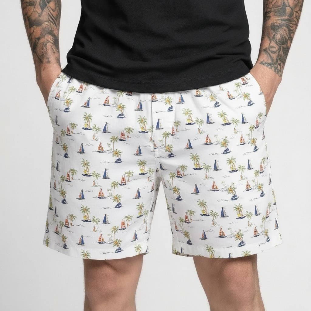 Men White Striped Technology Shorts