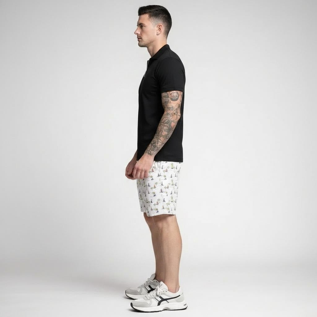 Men White Striped Technology Shorts