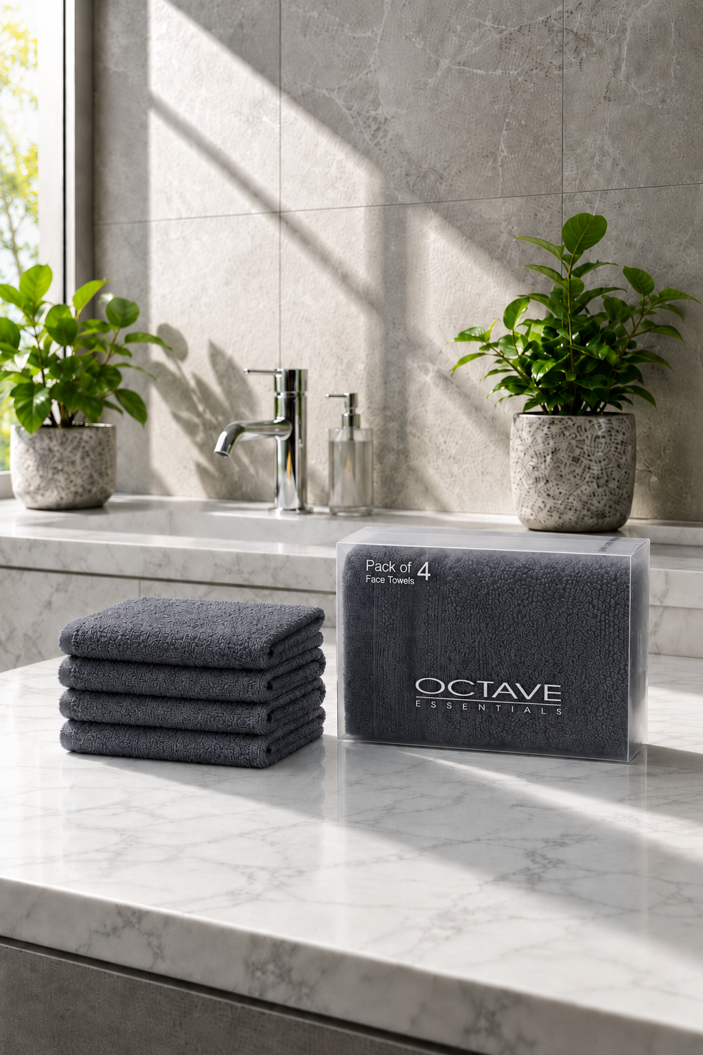 Premium Soft & Absorbent Charcoal Colour Face Towels