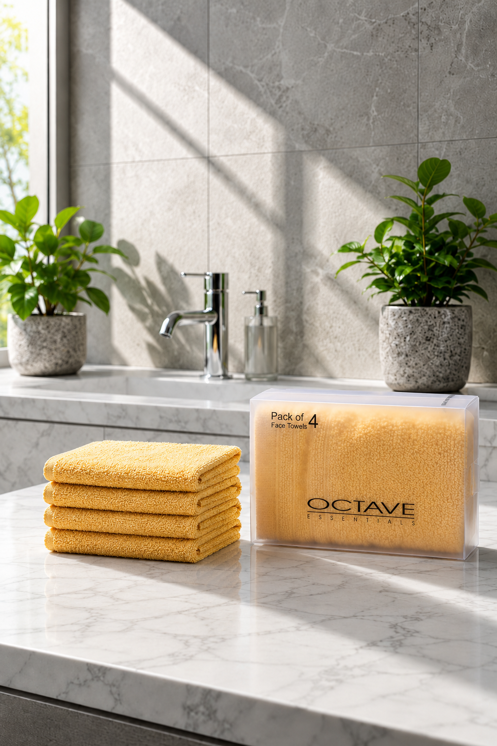 Premium Soft & Absorbent Mango Colour Face Towels