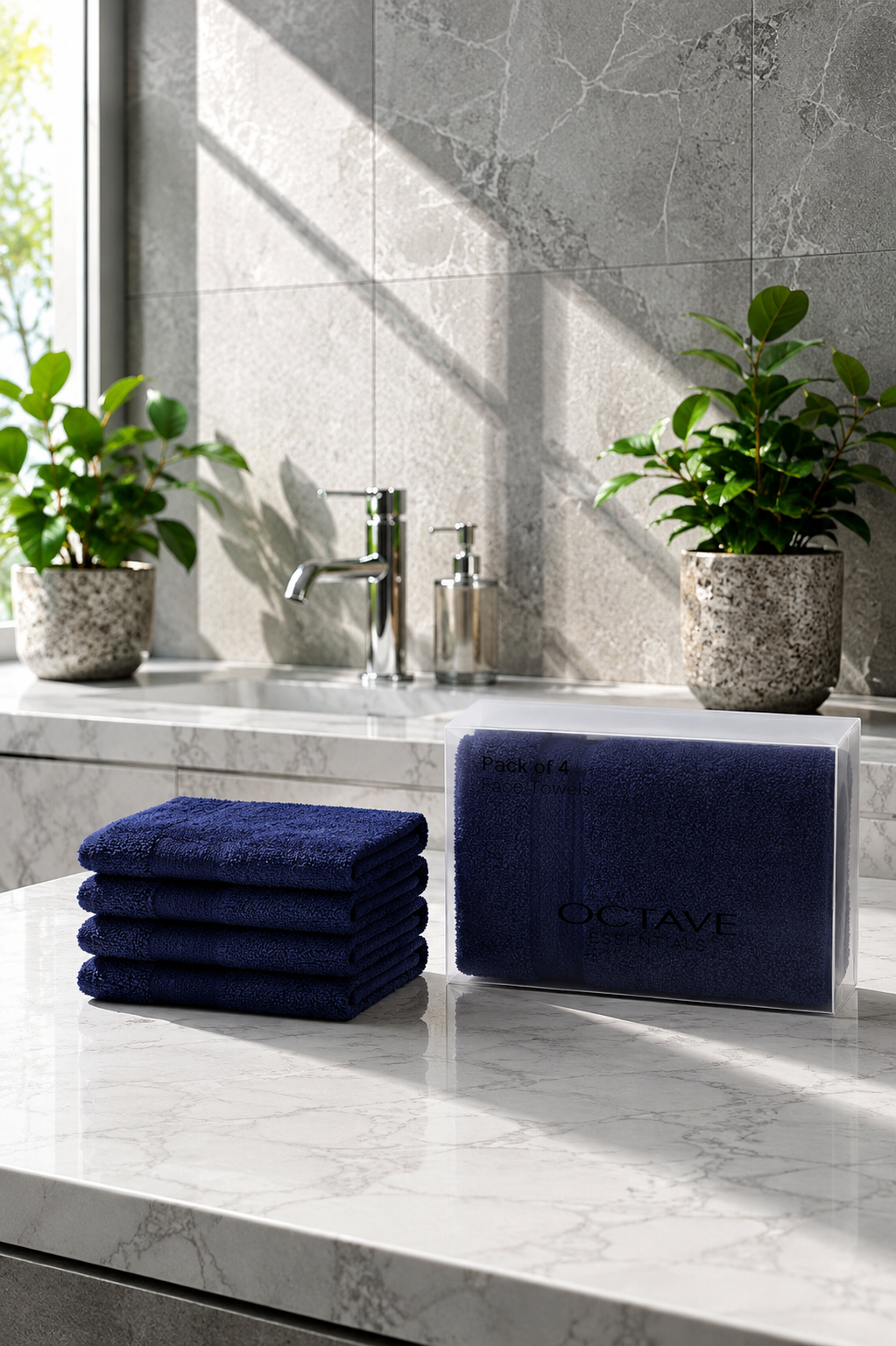Premium Soft & Absorbent Denim Colour Face Towels