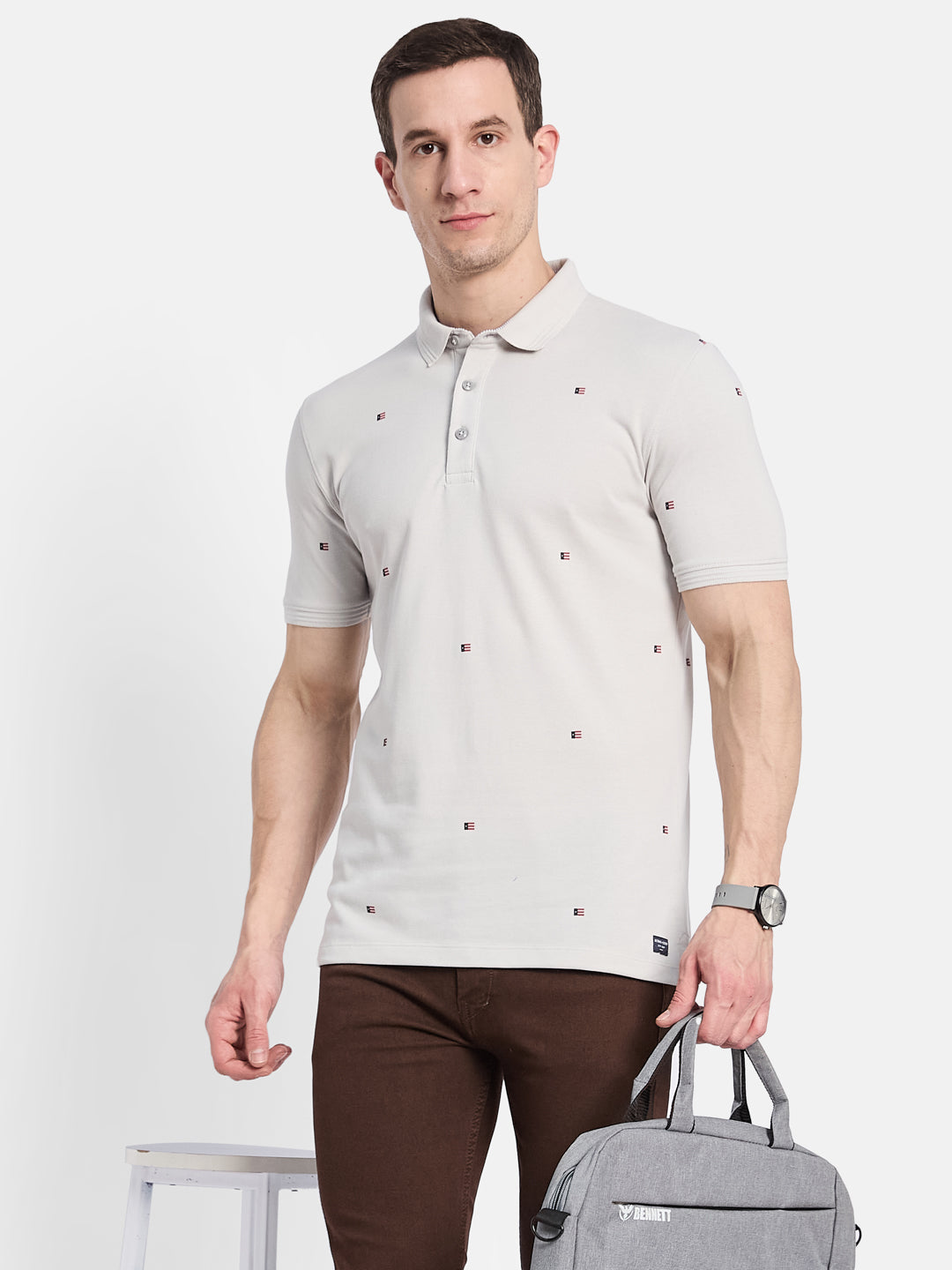 Octave Men Printed Polo Collar T-shirt