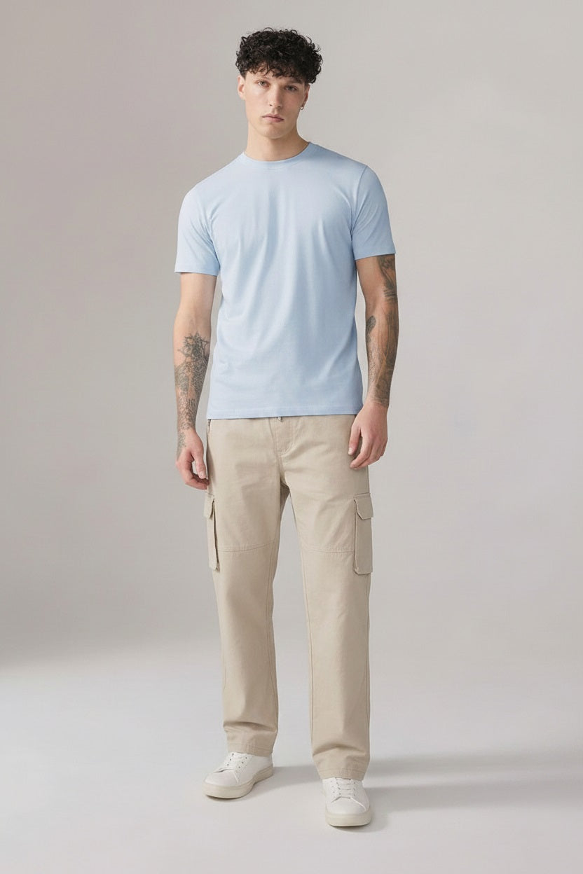 Men Sand Regular Fit Cargos