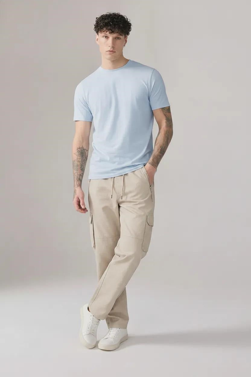 Men Sand Regular Fit Cargos