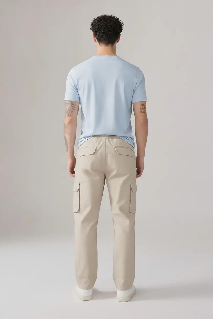 Men Sand Regular Fit Cargos