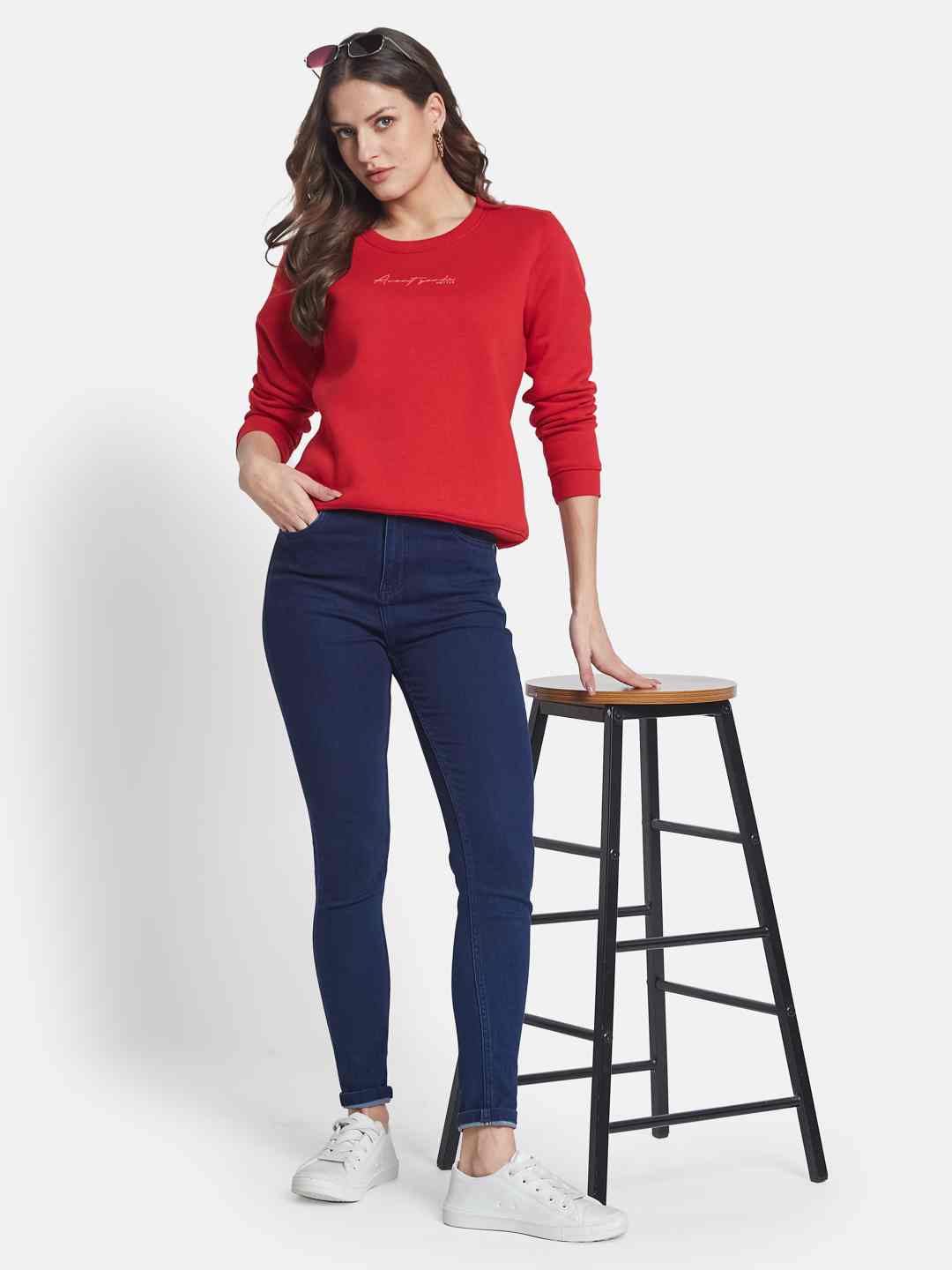 METTLE Women Round Neck Pullover Sweatshirt