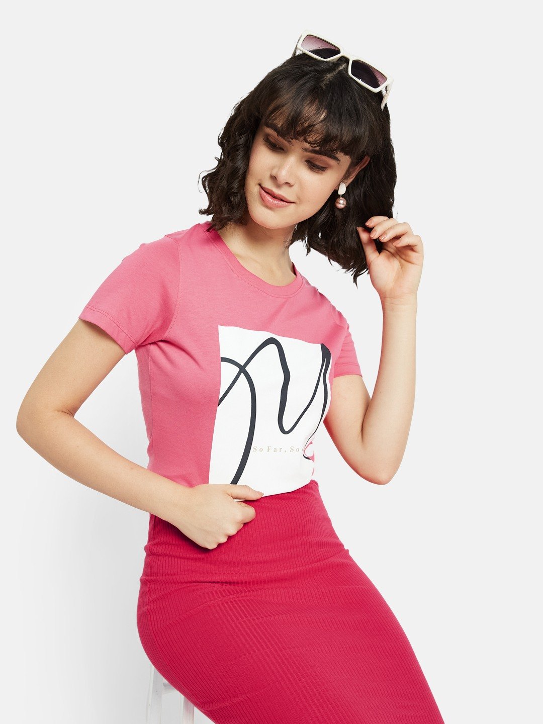 METTLE Women Graphic Printed Round Neck Cotton T-shirt