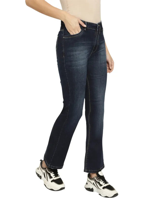 Mettle Women Blue Low Distress Stretchable Jeans